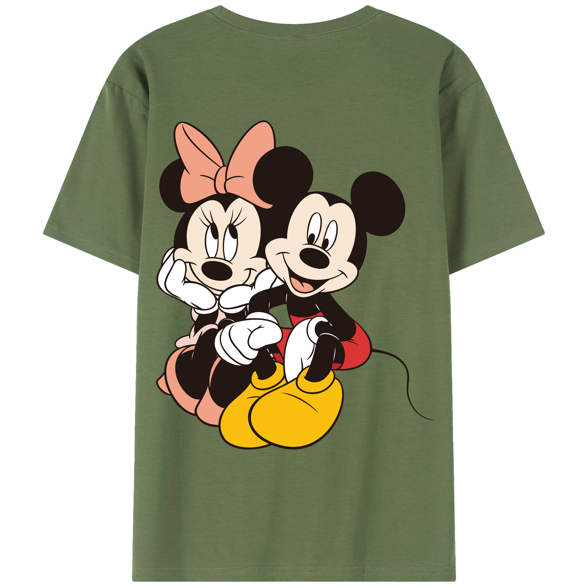 ミッキーマウス Mickey Mouse 綿100％ メンズ半袖Tシャツ（バックプリント） 通気性